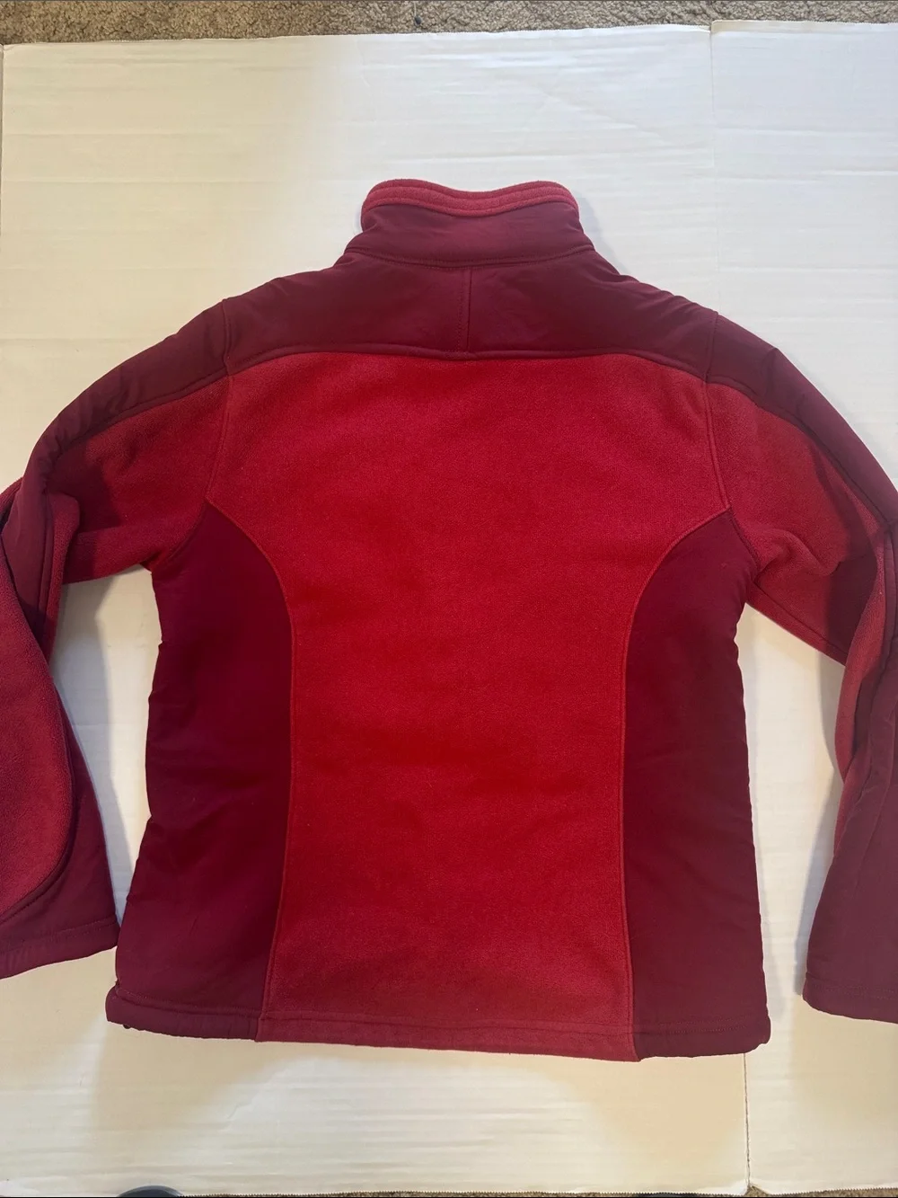 L.L. Bean Two-Tone Red Fleece Full-Zip Jacket